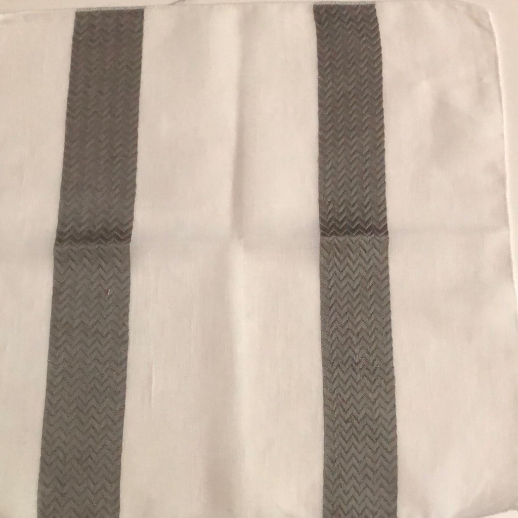 New White With Silver Chevron Stripes Pocket Square